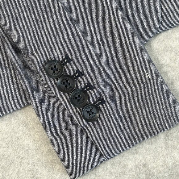 EXPRESS Blazer Womens 0 One Button Denim Look Lightweight Tailored Stretch - Picture 9 of 12